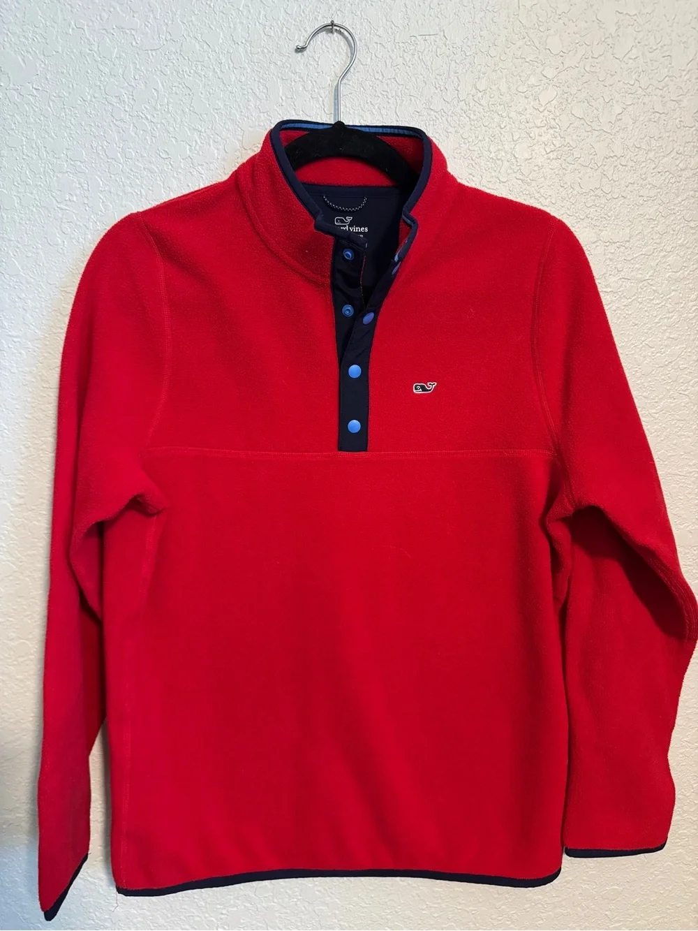 Vineyard Vines Red Pullover Fleece Snap-Front Shirt